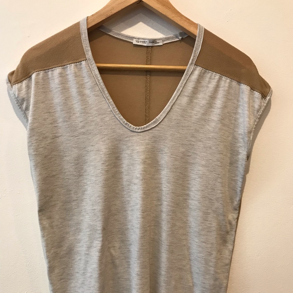 ZARA neutral colorblock top
